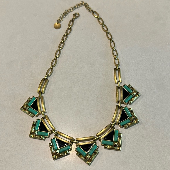 Stella & Dot Gold with Faux Turquoise Necklace - Picture 1 of 3